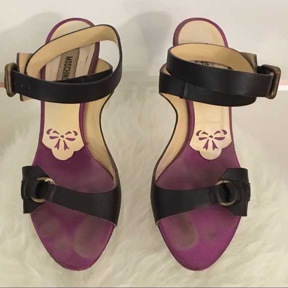 MOSCHINO BROWN LEATHER SANDALS SIZE 37 - Picture 2 of 8